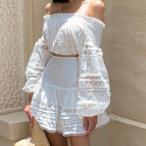 Miss June Tops - Miss June**Montauk Eyelet Ballon Sleeve Cropped Top***One Size**$225